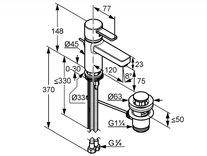Baterie lavoar Kludi, Zenta XL, cu ventil, alb